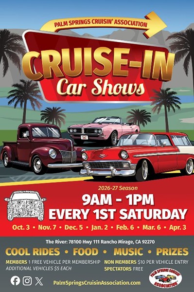 Palm Springs Cruisin' Association Car Show flyer 2026-2027